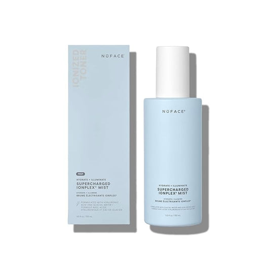 NuFACE Supercharged IonPlex Facial Mist - 3-in-1 Ultra-Fine Hydrating Face Mist & Pore Minimizer with Hyaluronic Acid + IonPlex Technology to Lock in Moisture and Enhance Microcurrent Treatment (5 oz)