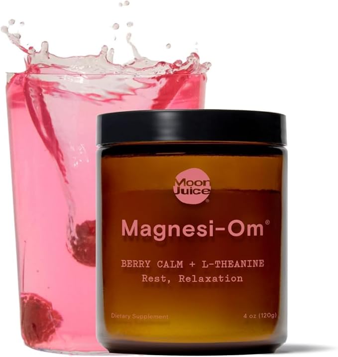 Moon Juice Magnesi-Om Magnesium Powder Supplement - Chelated Magnesium Complex + L-Theanine Blend for Rest, Relaxation & Regularity - Vegan, Non-GMO & No Sugar, Berry, 4 oz, 30 Sevings