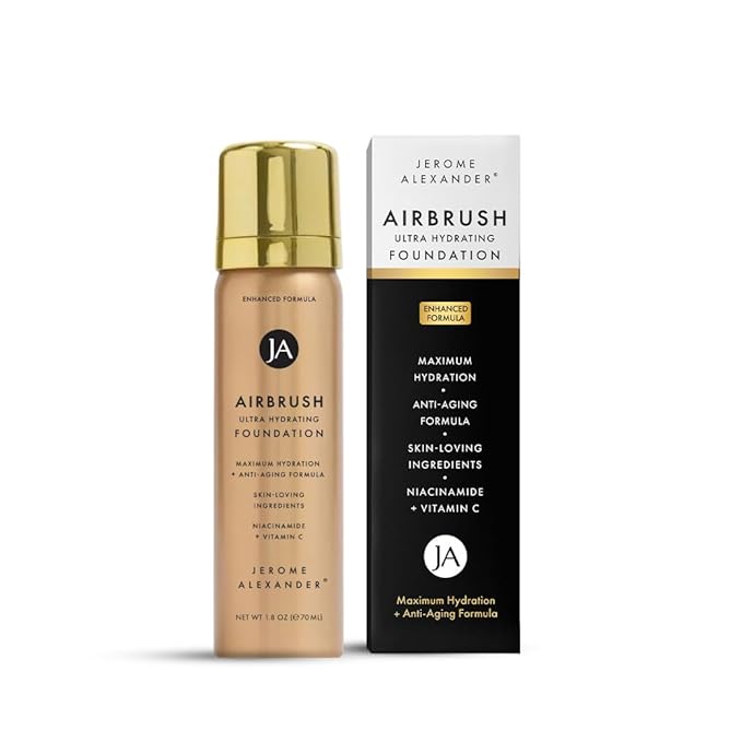 Jerome Alexander Airbrush Foundation Ultra Hydrating, Spray Foundation Makeup with 2x the Active Ingredients, Ultra-Light, Buildable, Full Coverage Formula (Fair)