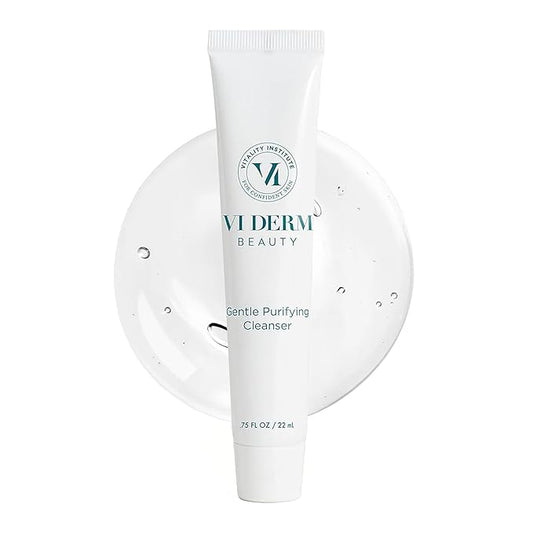 VI Derm Hydrating Gentle Purifying Cleanser – Face Wash with Aloe Vera, Antioxidants, and Willow Bark, Travel Size Mini Facial Cleanser for Makeup Removal and Sensitive Skin – 0.75 Fl Oz / 22 mL