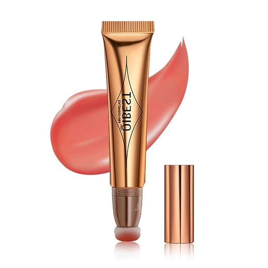 Blush Beauty Wand, Liquid Face Blush with Cushion Applicator, Silky Smooth Cream Blush Stick Natural Matte Finish, Lightweight Blendable Blush Stick Makeup for Cheek Lip eye, Cruelty-free（Cherry Red）