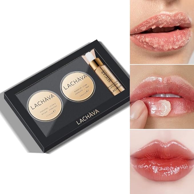 3Pcs Lip Care Set, Exfoliator Lip Sugar Scrub, Lip Mask and Plumping Lip Oil, Effectively Moisturizes Lip Clear, Repairs Dry Lips