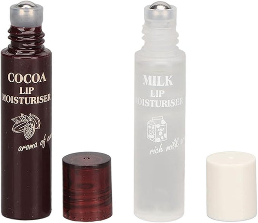 Hydrating Oil, 2pcs Roll On Hydrating Lip Gloss, 5ml Moisturizing Lip Balm Cocoa Bean Milk Lip Oil Hydrating Nourishing Day Night Repair