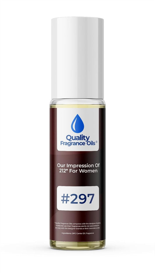 Quality Fragrance Oils' 212 for Women Impression #297 | Long-Lasting Perfume Oil, Alcohol-Free, Strong Scent, 10ml Roll-On | Affordable Alternative to Designer Fragrances