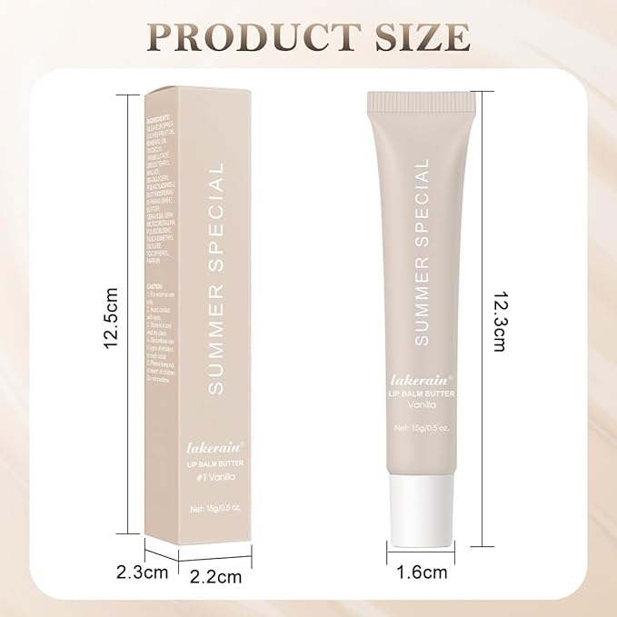 Summer Lip Butter Balm, Moisture and Hydration Lip Gloss, Long-lasting Hydrating Non-Sticky Lip Balm, Soften Dry Lips Lip Care (#Vanilla, 1Pcs)