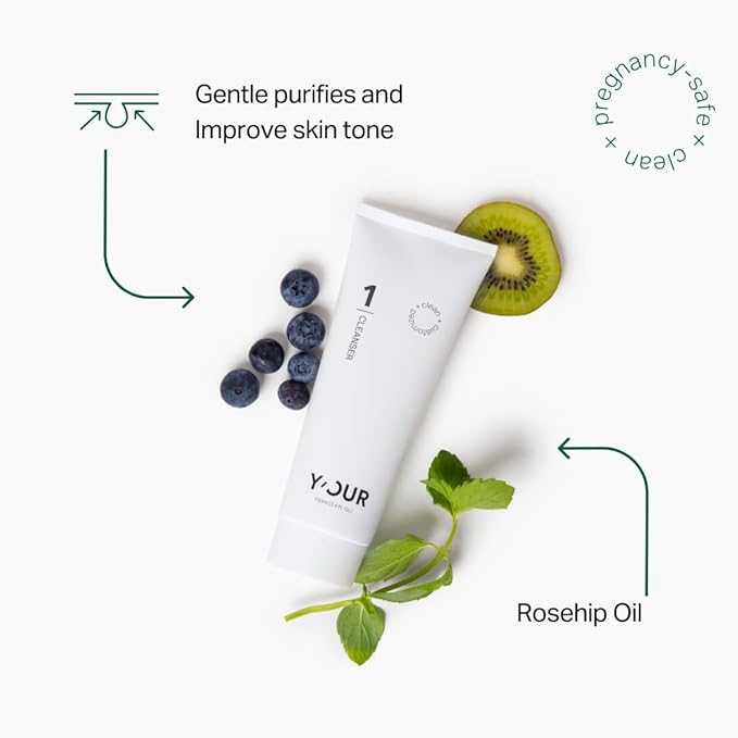 Y'OUR Non-Toxic, Pregnancy-Safe Skincare Set – 3-Step System with Cleanser, Day Cream & Night Cream – Soothing & Rejuvenating – Gentle and Non-Comedogenic Formula.