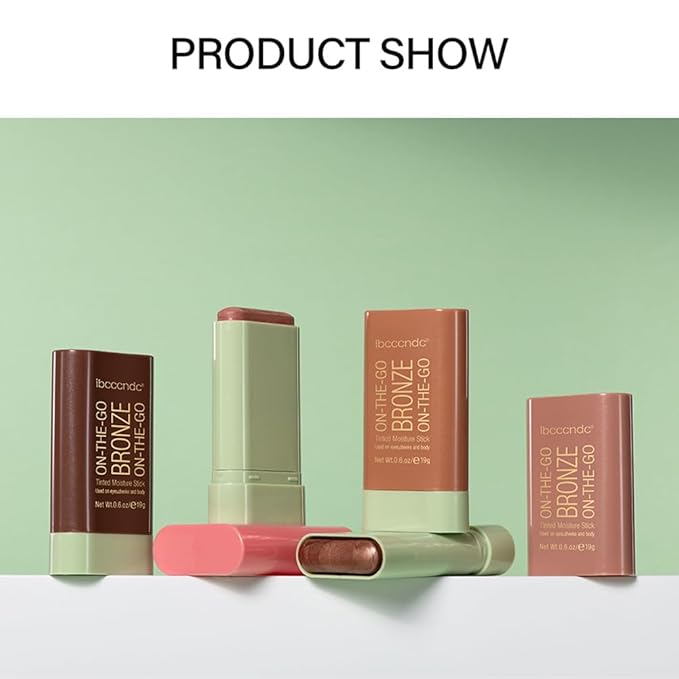 UNYOKE Soft Creamy Highlighter Blush Stick,Smooth Shimmer Bronzer Stick,Long Lasting Waterproof Blush Illuminator Luminizer,Blendable Natural Glow Makeup Cream Blush Highlight 0.6 Oz（02# Soft Glow）