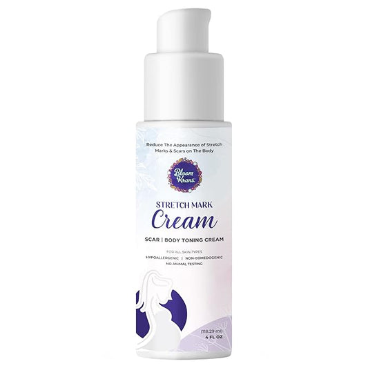 Bloom Krans Stretch Mark Cream for Pregnancy – Moisturizing Stretch Mark Remover Prevention Cream for the Pregnant Belly - Postpartum Lotion Essentials
