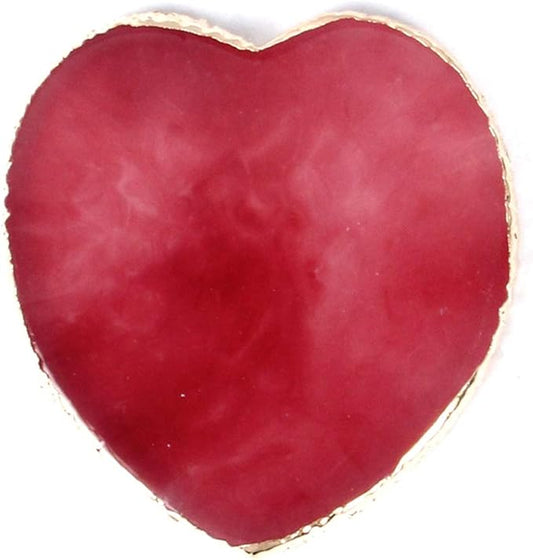 AKOAK 1 Pack Nail Heart Shape Resin Palette Agate Golden Edge Palette Crystal Edge Shooting Prop Palette Works Display Board Tools (Red)
