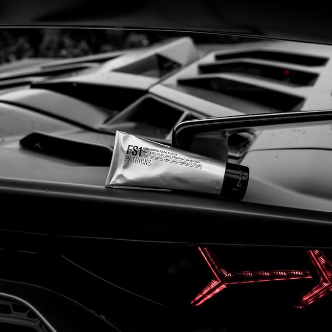 PATRICKS FS1 | Exfoliating Facial Scrub | Skin Care for Men | Anti-Aging Face Exfoliator | Helps to Reduce Ingrown Hair & Dead Skin | Travel Friendly | Made w/Diamond & Volcanic Sand Particles | 75g