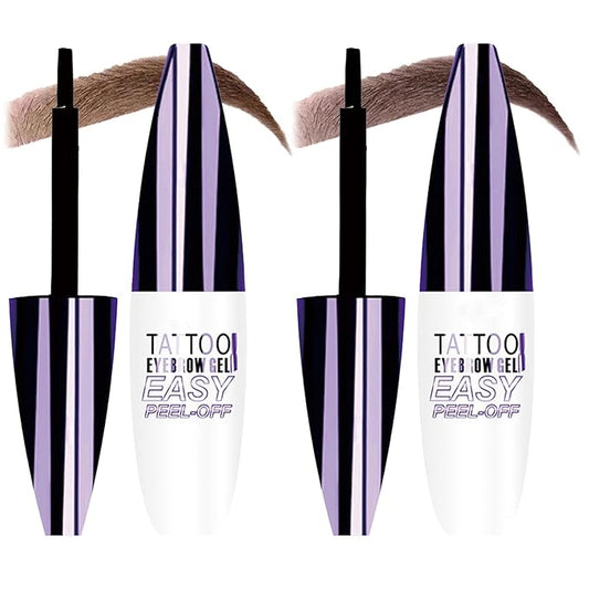 Tattoo Eyebrow Gel Easy Peel Off, Peel Off Eyebrow Tint, Easy Peel off Eyebrow Gel, Peel Off Eyebrow Tint, Waterproof & Sweatproof for All Skin Types (#1 Light Brown +#3 Dark Brown)