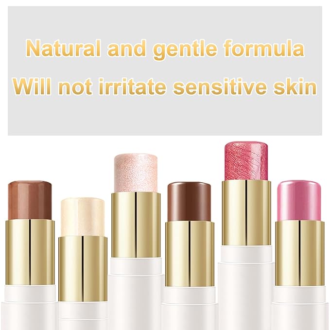 6 Colors Cream Contour Stick Makeup Contour Kit,Double-ended Cream Bronzer Stick for Sculpt, Highlighter Stick,Cream Blush Stick,Lightweight Contour Makeup Kit, Matte & Dewy Finish (SET B)