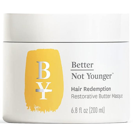 Better Not Younger Restorative Butter Hair Masque 6.8 fl oz - Hair Repair Mask with Plant-Based Butters, Biotin, Argan & Caffeine for Women Over 40 - Restores Moisture, Adds Volume & Boosts Shine