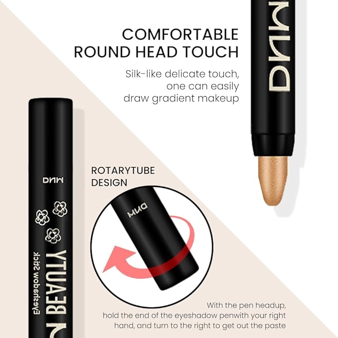 Kaely 4Pcs Metallic Shimmer Eye Shadow Sticks Set, Light Khaki Rose Gold Desert Gold Beige Gold, Eyeliner Pencil Eyeshadow Palette Halloween Makeup, Eye Highlighter Brightener Stick for Women