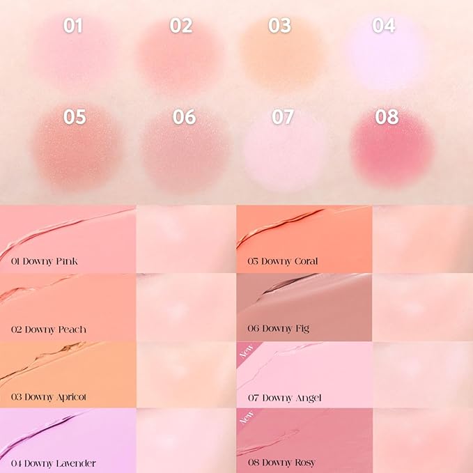 BBIA Ready To Wear Downy Cheek Cream Blush 8 Color - Creamy Blendable & Buildable Blush Dewy Texture & Matte Finish High Pigment Longlasting Lightweight Natural Face Makeup, 0.12oz (08 DOWNY ROSY)