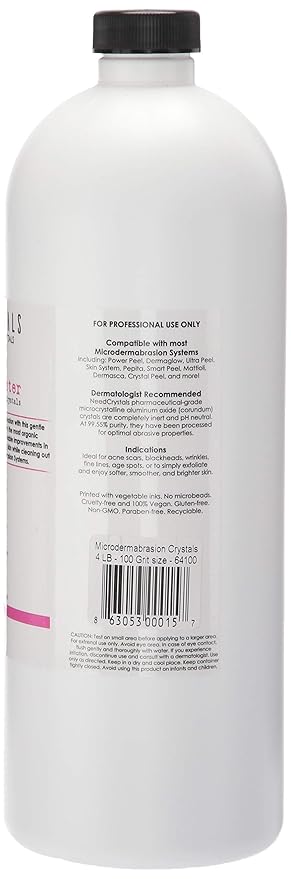 NeedCrystals Microdermabrasion Crystals for Machines, All-Natural Facial Exfoliating Treatment for Dull or Dry Skin, Wrinkles, Blemishes, Scars & More (4 lb, 100 Grit)