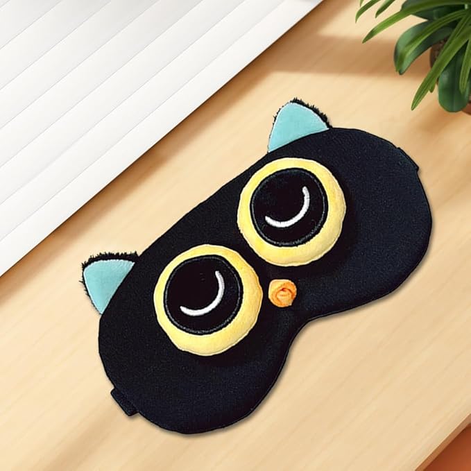 PERFECTSIGHT Owl Sleep Eye Masks, Cute Plush Sleep Eye Cover Lightweight Adjustable Eyeshade Faux Fur Mask Cover for Women Men Sleep Travel Nap