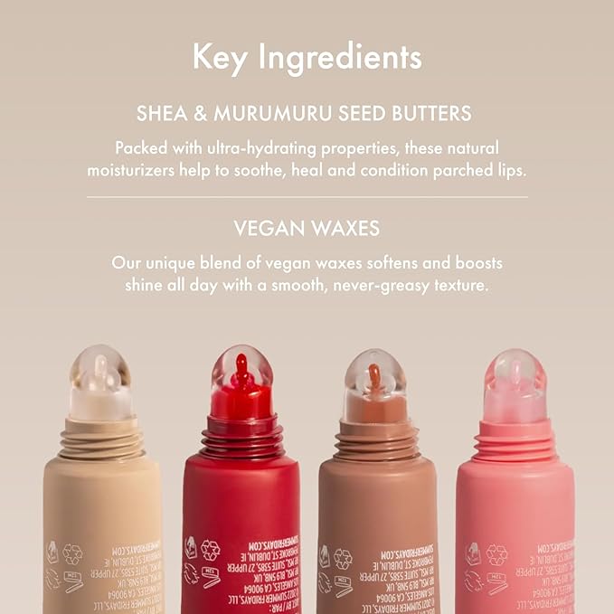 Summer Fridays Tinted Lip Butter Balm - Conditioning Vegan Lip Balm for Instant Moisture, Shine & Hydration - Sheer-Tinted, Soothing Skincare - Poppy (.5 Oz)