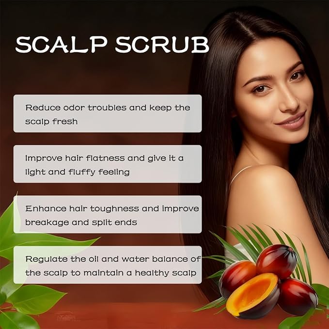 Exfoliating Scalp Scrub With Batana Oil, Deep Cleansing Exfoliator for Oily Scalp & Dandruff Relief, Gentle Scalp Care for Men & Women(4Oz/Pcs) (1Pcs)