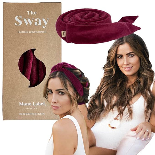 Heatless Hair Curling Ribbon Wrap: The Sway Original Heatless Curling Ribbons | Luxe Velour | Mane Label Hair Co. (Wine)