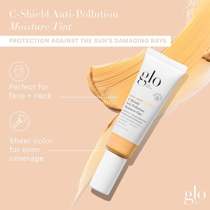 Glo Skin Beauty C-Shield Anti-Pollution Moisture Tint - Tinted Moisturizer With SPF 30 for Face, Broad Spectrum Protection & Vitamin C, 1.7 Oz (3W-Light)