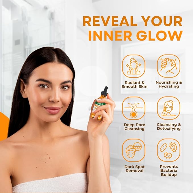 Turmeric Oil – Dark Spot Facial Serum for Face & Body – Natural Skin Brightening Serum & Hyperpigmentation Treatment – Turmeric Glow Serum Cleanses, Fights Acne, Evens Tone, Scars – for All Skin Types