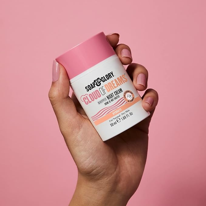 Soap & Glory Cloud of Dreams Whipped Night Cream - Hyaluronic Acid Night Cream - Shea Butter & Coconut Oil Whipped Face Cream For Normal & Dry Skin Types (50ml)