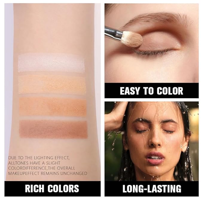 evpct Matte Smoky Nude Eyeshadow Quad Palette, Ivory White Nuetral Dark Ndue Brown Matte Smoky High Pigmented Primer Mini Eye Shadow Palette Makeup for Women, Smudge Proof Vegan Eye Shadows Nudes