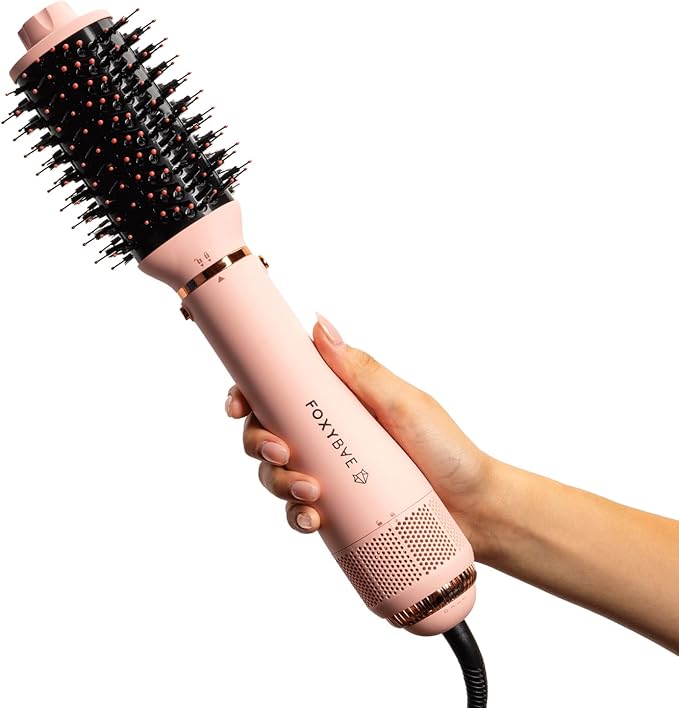 FoxyBae 4-in-1 Hot Air Styler: Blow Dryer Brush, Diffuser, Curling Barrel & Drying Cylinder - Blush Super Styler