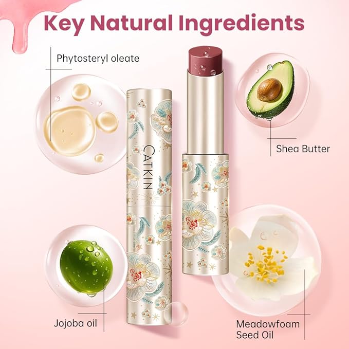 CATKIN Glossy Lip Balm Ultra Hydating Glow Lip Tinted Jelly Plump Melting Balm Shea Butter Repair Soothing For Dry Lips Dewy Finished 0.12 oz 2pcs Set 02