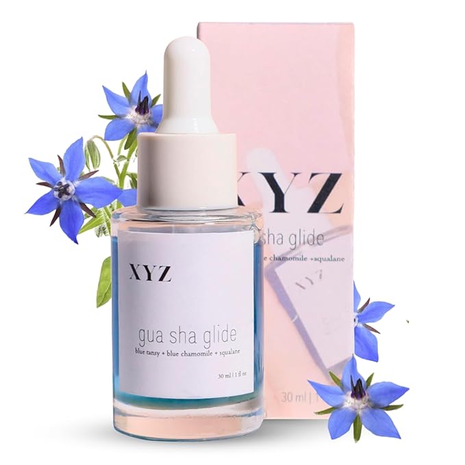 Gua Sha Glide Face Oil - Hydrating and Soothing Face Oil With Azulene Blue Tansy, Blue Chamomile + Squalene | Moisturizer, Face Oil and Soothing Agent for All Skin Types - 1 fl oz (30ml)
