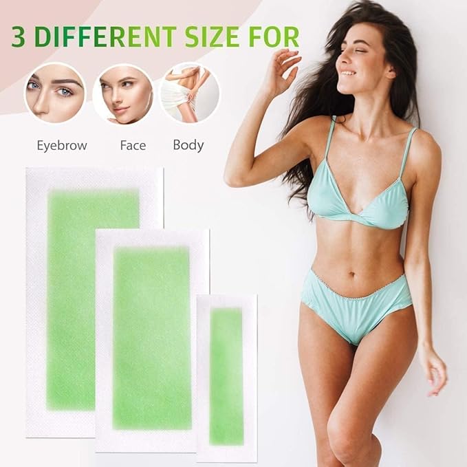 Wax Strips for Hair Removal: 80 Waxing Strips - Hair Removal Wax - Brazilian Wax Kit for Women - At Home Waxing Kit for Women - Body Legs Arms Chest Back Bikini - Bikini Hair Removal - 3 Sizes