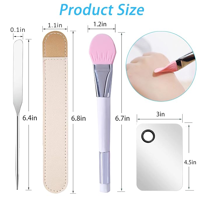 Makeup Spatula,Korean Spatula Makeup Stainless Steel Makeup Spatula and Palette Set,Professional Foundation Spatula Facial Cosmetic Makeup Tool (1 Cosmetic Brush+1Spatula+1 Rectangle Palette)