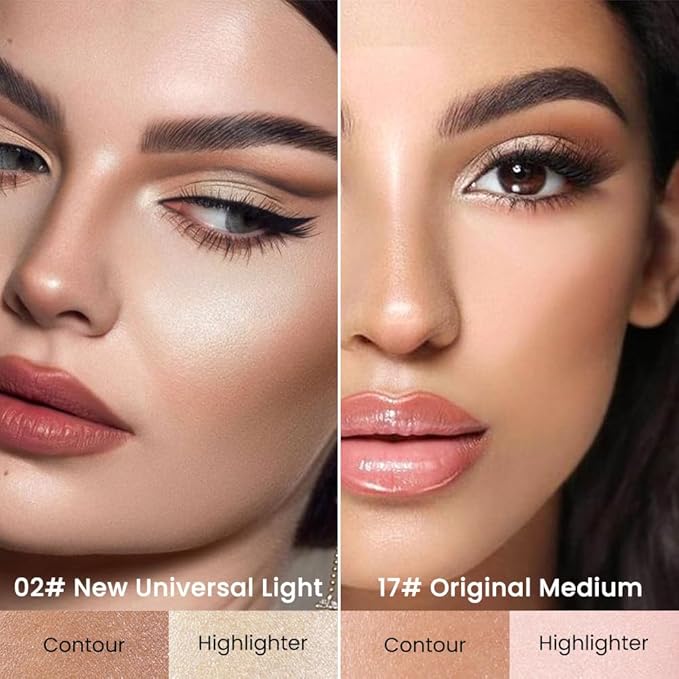 evpct 2in1 Face Shaping & Contouring Stick Cream Contour Concealer Bronzer Stick Makeup Kit for Face Highlighter Makeup Stick contorno maquillaje de maquillaje, NEW Universal Light + ORIGINAL Medium