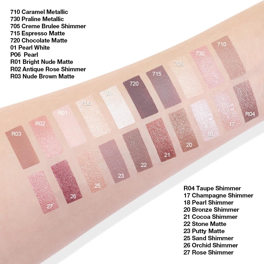 Cream Glitter Cocoa Shimmer Metallic Eyeshadow Palette Makeup, Natural Single Mini Instant Holographic Eyeshadow For Women, Sombras Crema Para Ojos, Talc, Paraben & Cruelty Free, 21