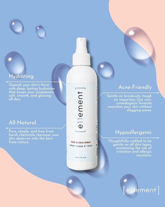 Hypochlorous Acid Spray - 1 L Refill – Acne Prone Skin – Eczema - Tattoo Aftercare – Piercing Aftercare – Saline Toner – Facial Cleanser – Lash Cleanser - All Natural Face and Skin Spray - e11ement