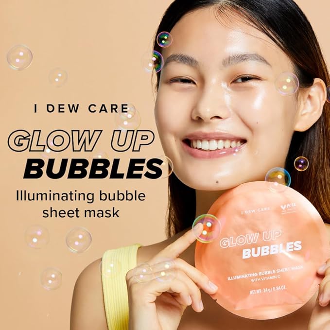 I DEW CARE Bubble Face Sheet Mask - Korean Skincare for Brightening and Detox | Skin Care with Vitamin&Niacinamide, Hydrating face mask skincare, Facial Hydrating Treatment, Sheet Masks for Women, 5EA