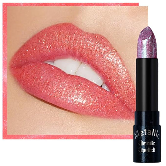 Kaely Glitter Metallic Lipstick, Shimmer Metallic Lipsticks for Women, High Pigmented Lip Color Long Lasting Waterproof Smudge Proof 24 Hour, Halloween Makeup, Vegan & Cruelty-Free, 03