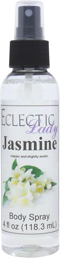 Eclectic Lady Jasmine Body Spray, 4 ounces, Body Mist for Women with Clean, Light & Gentle Fragrance, Cologne with Soft, Subtle Aroma For Daily Use