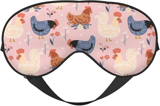 Sleep Mask Cute Chickens and Flowers Comfortable Eye Mask with Adjustable Strap Soft Eye Cover Blindfold for Travel Yoga Nap Shift Work