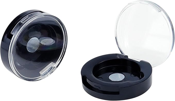 4 Pack Empty Eyeshadow Holder Case Round Magnetic Makeup Eyeshadow Lipstick Palette Container For Travel Sample DIY - Black