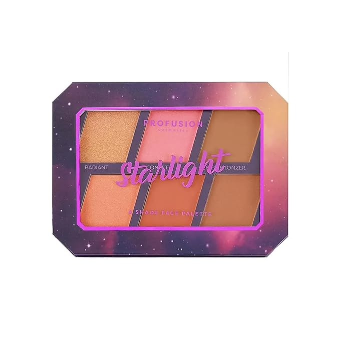 Profusion Cosmetics Euphoric Glam Starlight Face Palette, Illuminate Your Beauty With Effortless Contouring and Glowing Perfection, Create Radiant Makeup Looks With Vibrant Pigments