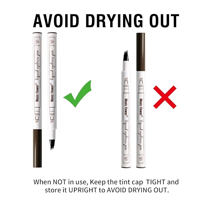 Music Flower Eyebrow Pencil, Liquid Eyebrow pen, Waterproof Brow Pen with Micro-Fork Tip, Fine Sketch Long Lasting Smudgeproof Microblading Pen - Chestnut