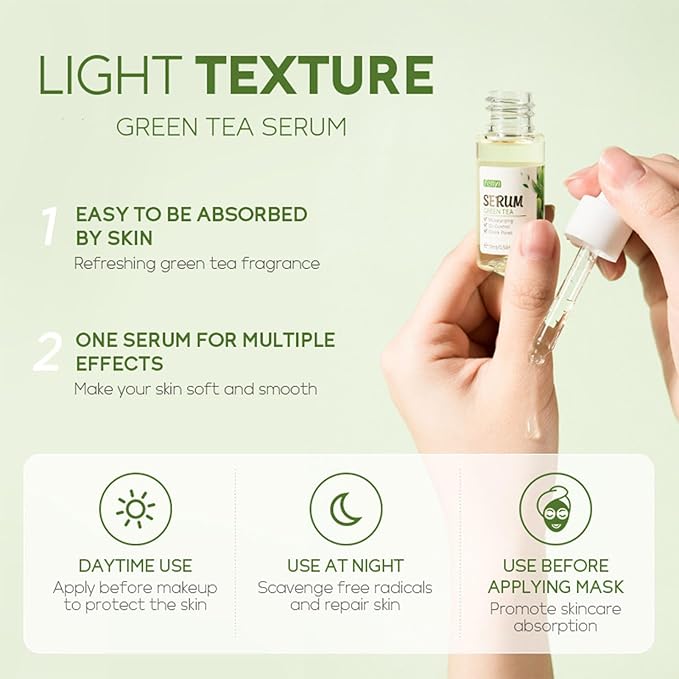 Green Tea Skincare Set, 5 Pcs Skincare Gift Set with Cleanser, Face Serum, Face Cream, Eye Cream, Toner , Skincare Kits For Teen Girls, Hydrating Facial Kit For Women