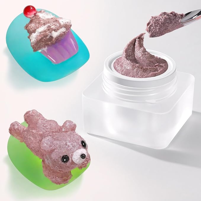 Double Rhythm 3D Nail Gel Solid Sculpting Gel for Nail Art Non-Sticky Hard Gel for Building Carving Molding Nail Extension Soak Off UV/LED Salon Home DIY 0.5 Oz (Gypsum Pink Purple)