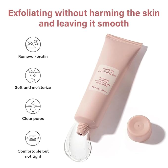 Exfoliating Gel, Exfoliate Glow Purifying Exfoliating Gel for Dark Spot Remover Facial Exfoliator Cleanser, Deep Cleansing Facial Cleanser Scrub for All Skin Types (2pcs)