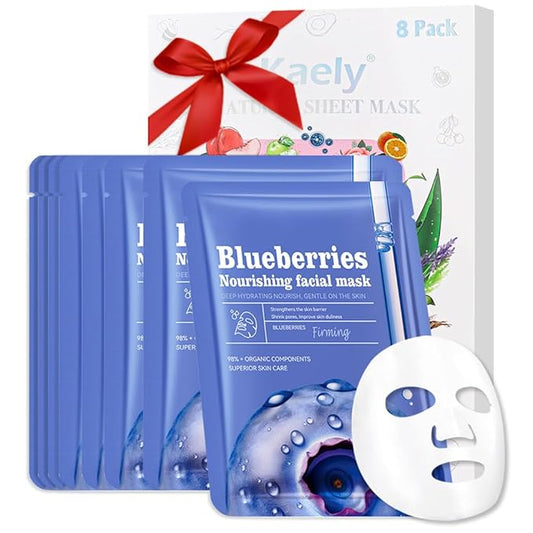 Face Masks Skincare,Facial Masks for Women Skin Care,Sheet Masks Beauty with Natural Ingredients,Birthday Party Spa Gift for Kids Teens Girls,Hydrate Nourish Soothe for All Skin Types 8 Pack