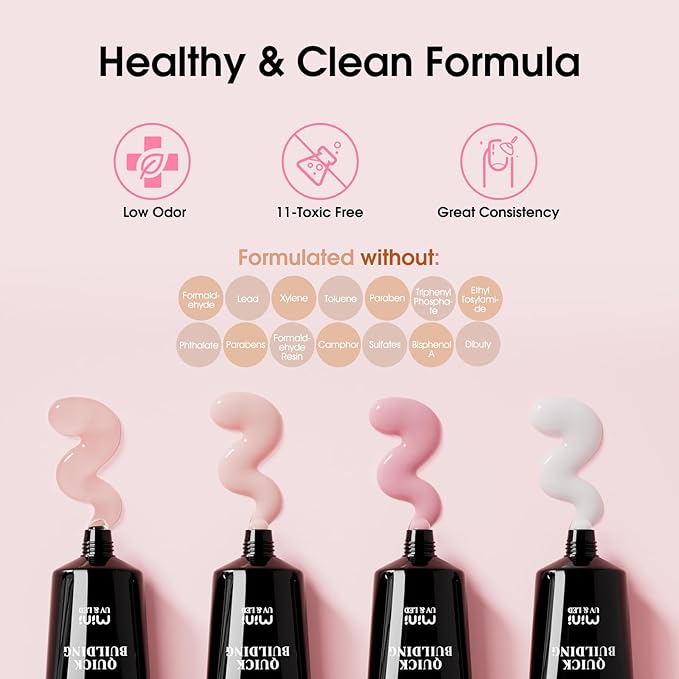 ROSALIND Poly Nail Gel Kit -12 Colors + Nail Art Accessories kit Clear Nude Poly Nails Gel Kit Starter Kit With Slip Solution Pro Nude Pink Nail Extensions Gel Set with Mini UV Lamp