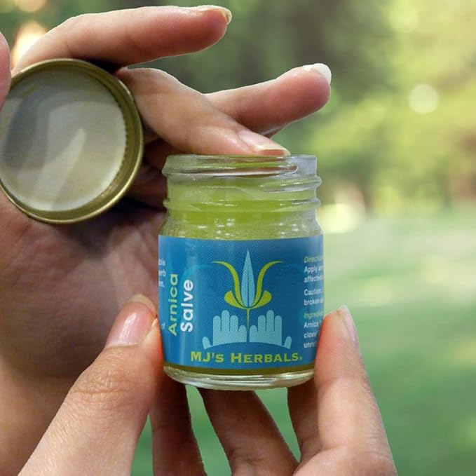 MJ’s Herbals Arnica Salve | Organic, Maximum Strength, Immediate Relief for Sore Muscles & Feet | Bruise Recovery, Fantastic Massage & After Yoga Balm | No Parabens, No Synthetics (1 oz)