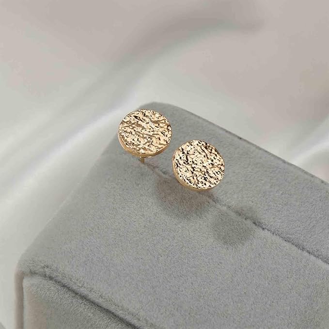 Boho Disc Coin Studs Earrings Gold Hammered Coin Earrings Tiny Circle Earrings Studs Minimalist Geometric Earrings for Women and Girls Gifts